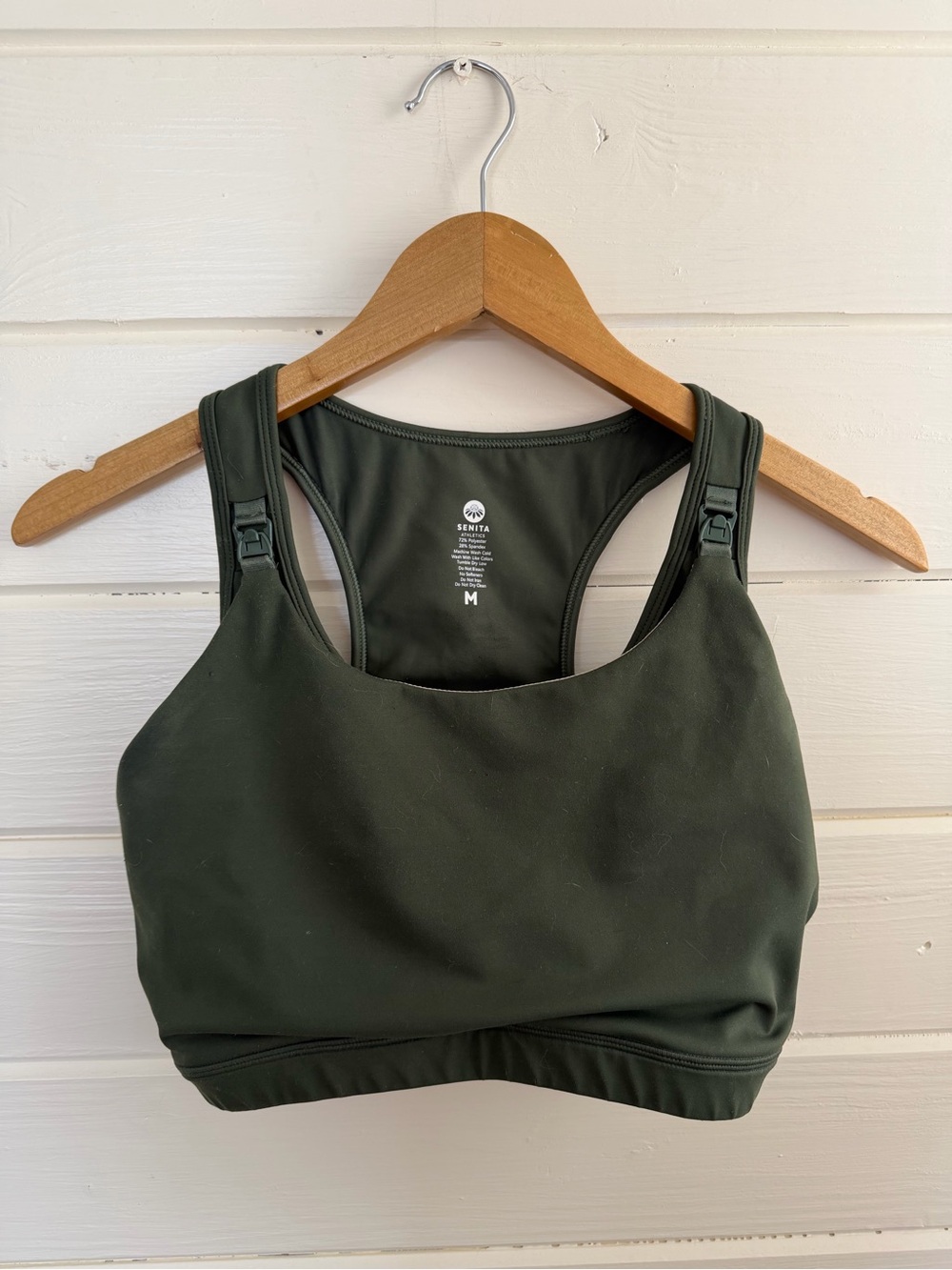 Seamless Olive Green Maternity/Nursing Sports Bra - Size M